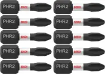 BOSCH ITPH2R1B 10-Pack 1″ Phillips #2R Impact Tough Bits for $4