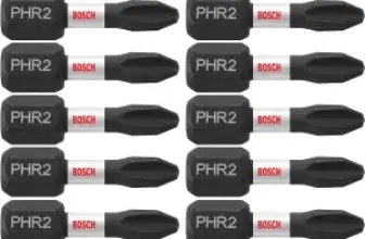 BOSCH ITPH2R1B 10-Pack 1″ Phillips #2R Impact Tough Bits for $4