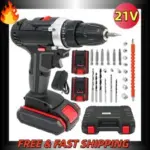 Cordless Electric Hammer Drill & Impact Driver Combo Kit with 2 Batteries – $32.89