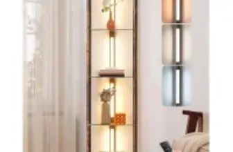 Edishine 5-Tier Glass Display Shelf with Remote Control Light for $47.49