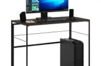 Furinno Riau 39″ Metal Frame Computer Desk in Rustic Oak/Black for $37.93