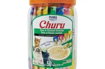 INABA Churu Cat Treat Puree Tubes – Tuna & Chicken Variety, 50 Count for $19.79