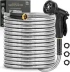 Itsonestep 50′ Stainless Steel Water Hose with 10-Function Nozzles for $17.99