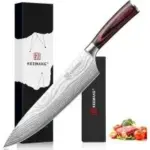 Keemake 8″ Stainless Steel Chef Knife with Pakkawood Handle for $27.99
