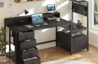 Lazmvlz 23.2″ x 63.8″ Gaming Desk with Storage Drawers & Pegboard for $149.99