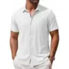 Magnivit Men’s Casual Textured Button Down Short Sleeve Shirt for $8.99