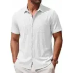 Magnivit Men’s Casual Textured Button Down Short Sleeve Shirt for $8.99