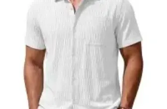 Magnivit Men’s Casual Textured Button Down Short Sleeve Shirt for $8.99