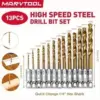 Marvtool 13-Piece HSS Titanium Coated Twist Drill Bit Set – $6.56