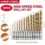 Marvtool 13-Piece HSS Titanium Coated Twist Drill Bit Set – $6.56