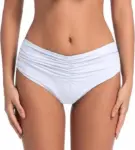 Mid Rise Ruched Bikini Bottoms in Multiple Colors for $8.99