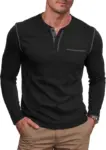 Nitagut Men’s Long Sleeve Henley T-Shirt with Pocket for $7.49