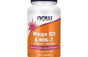 NOW Supplements Mega D-3 & MK-7 5000 IU / 180 mcg – Only $3.43