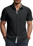 PJ PAUL JONES Men’s Short Sleeve Wrinkle-Free Button Down Shirt for $8.99