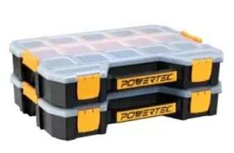 POWERTEC Stackable Tool Box Organizer 2-Pack with Removable Dividers for $23