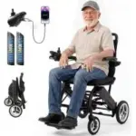 Qiprki Foldable Electric Wheelchair with Dual 10Ah Batteries – $496.29