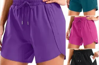 SANTINY Women’s 5” Running Shorts with 2 Zipper Pockets for $14.99