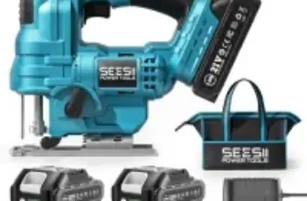 Seesii Cordless Jigsaw Kit with 2 Batteries and 9 Blades for $47.99