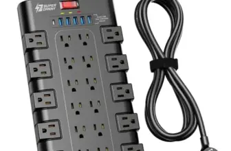 SUPERDANNY Surge Protector with 22 AC Outlets and 6 USB Ports for $19.99