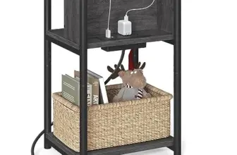 VASAGLE 3-Tier Side Table with Charging Station for $23.99