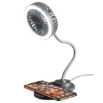 Veho UF2 3-in-1 Desktop Station with Wireless Charger, Fan & LED Light for $14.99