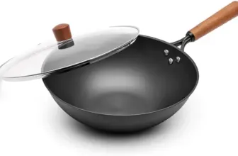 Vividcookware 12.6″ Carbon Steel Wok Pan with Glass Lid for $20