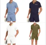 Waffle Knit Polo Shirt and Shorts Set for $10.99