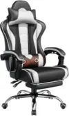 Yaheetech Gaming Chair with Footrest, Massage Feature, and Lumbar Pillow for $77.39