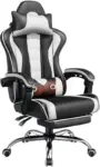 Yaheetech Gaming Chair with Footrest, Massage Feature, and Lumbar Pillow for $77.39