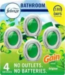 Febreze Bathroom Air Freshener (Gain Original Scent, 4-Count) for $9.62