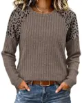 WIHOLL Leopard Print Long Sleeve Top for $7.99