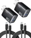 INIU 30W GaN Mini USB-C/A Wall Chargers with 2x 5′ Cables for $8.90