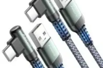 Ainope 3.3′ Right Angle USB-A to USB-C Cable (2-Pack) for $3.89