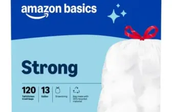 Amazon Basics 13 Gallon Tall Kitchen Drawstring Trash Bags – 120 Count for $10.36