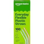 Amazon Basics Assorted Plastic Flex Straws – 100 Count for $1.37