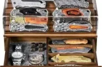 Amoard 2-Tier Wooden Knife Display Case with Clear Lid for $30