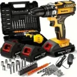24V Cordless Power Drill with 3/8 Keyless Chuck and 2 Batteries – $24.49