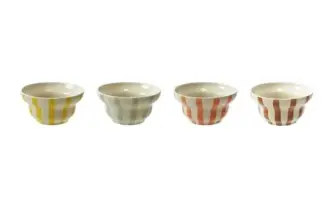 Creative Co-Op Hand-Painted Striped Stoneware Bowl Set for $8.22
