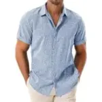 Drazivon Men’s Linen Short Sleeve V-Neck Casual Shirt for $7.49