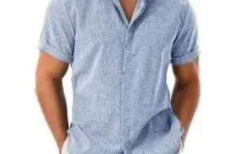 Drazivon Men’s Linen Short Sleeve V-Neck Casual Shirt for $7.49