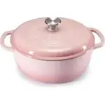 Dumos 6 Qt Gradient Pink Enamel Cast Iron Dutch Oven for $29.68