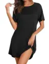 Ekouaer Women’s Bamboo Viscose Sleep Shirt in Black for $12.99