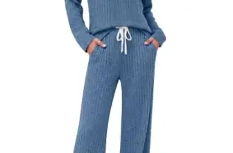 Ekouaer Long Sleeve Knit Ribbed Lounge Set for $12.99
