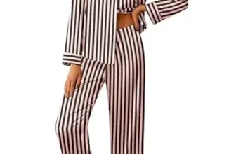 Ekouaer Women’s Silk Satin Stripe Pajamas Set for $11.99