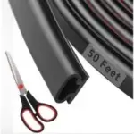 Fingwerk 50′ D-Shape Rubber Weather Stripping Door Seal Strip with Scissors for $11.51
