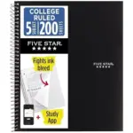 Five Star 5-Subject Spiral Notebook with Study App for $3.50