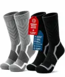 Hi Clasmix Merino Wool Cushioned Crew Hiking Socks 2-Pack for $8.99