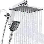 Kosnew 12″ Chrome Rainfall Shower Head with Magnetic Handheld Spray for $39.99