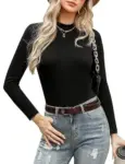 Women’s Long Sleeve Cotton Turtleneck Thermal Shirt for $4.99