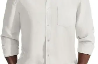 Men’s Linen Blend Long Sleeve Button Down Dress Shirt for $9.99